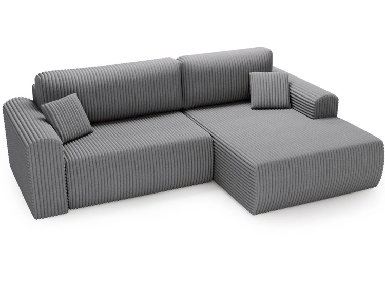 Ecksofa mit Schlaffunktion und Bettkasten Belvio rechts Dunkelgrau