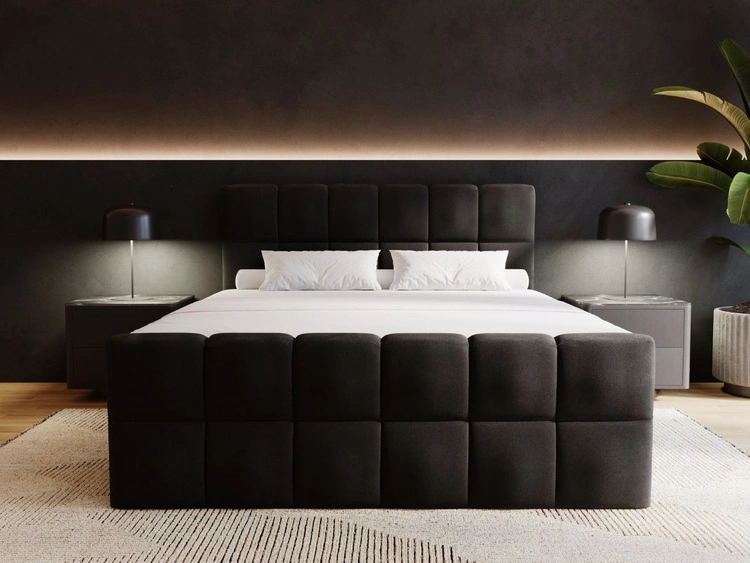 Boxspringbett mit Bettkasten 160x200 Alicante Schwarz