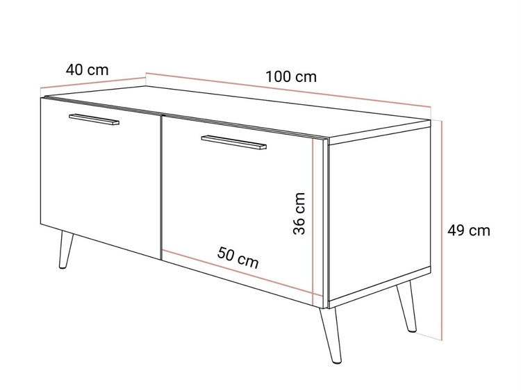 TV-Lowboard mit Türen und LED-Beleuchtung auf Goldenen Metallbeinen 100 cm Noaé Kaschmir
