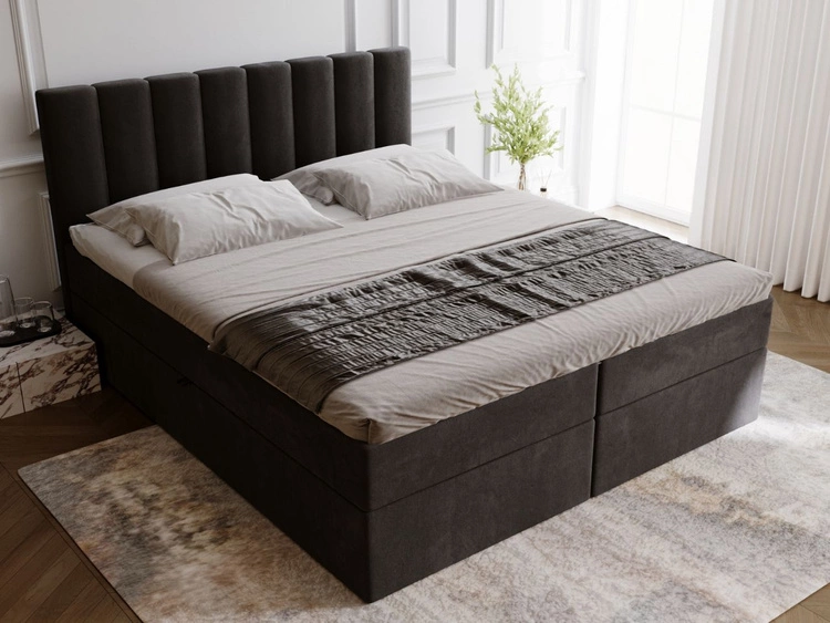 Boxspringbett mit Bettkasten 200x200 Mocca Schwarz