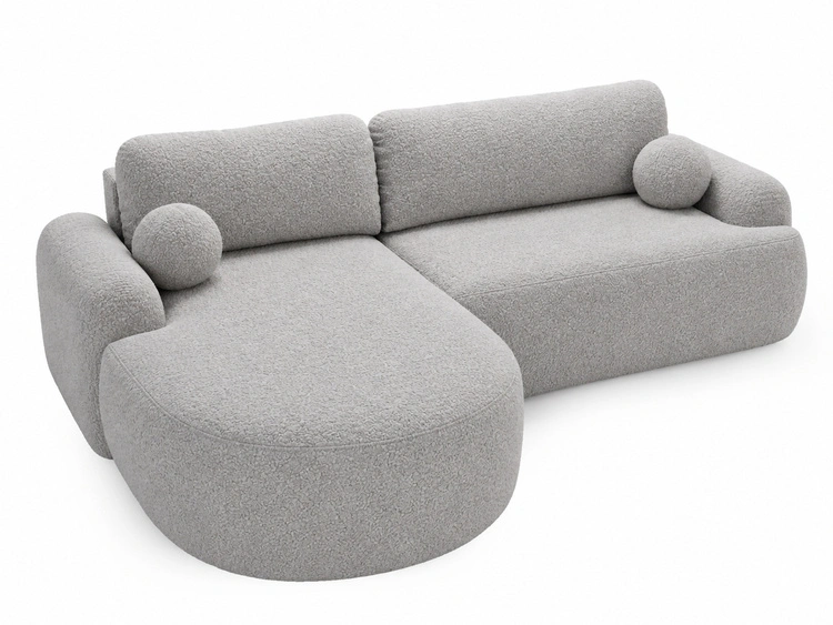 Ecksofa L-Form Links mit Schlaffunktion und Bettkasten Aurio Grau