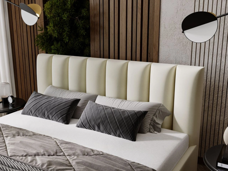 Polsterbett mit Bettkasten und Lattenrost 140x200 Neos Beige