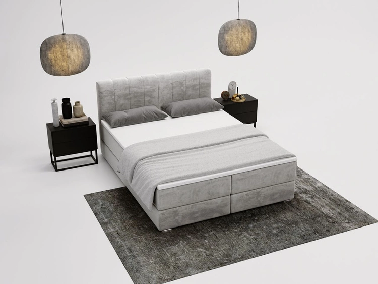 Boxspringbett mit Bettkasten 180x200 Forte Hellgrau