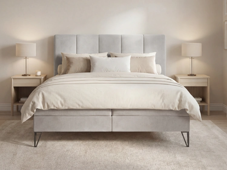 Boxspringbett mit Bettkasten 160x200 Vendi grau