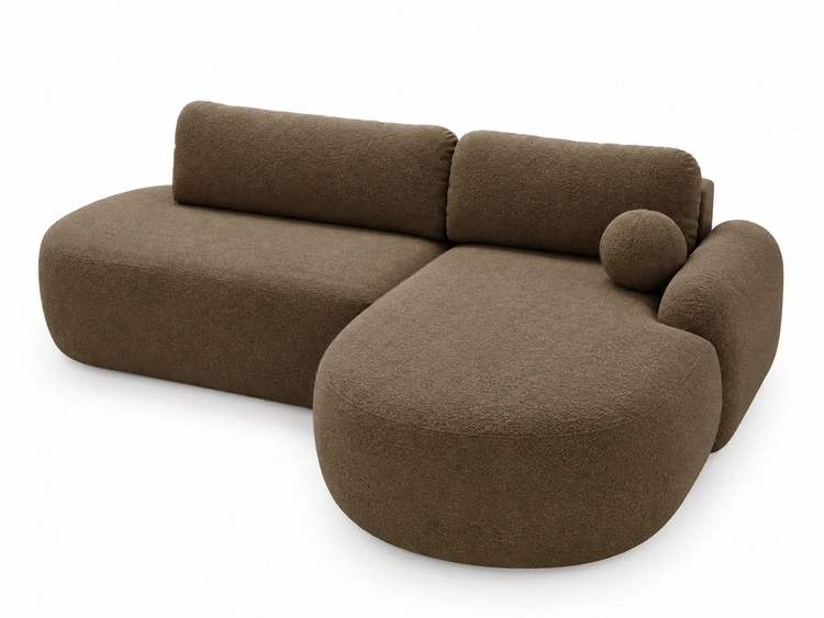 Ecksofa L-Form Rechts mit Schlaffunktion und Bettkasten Aurio O Braun
