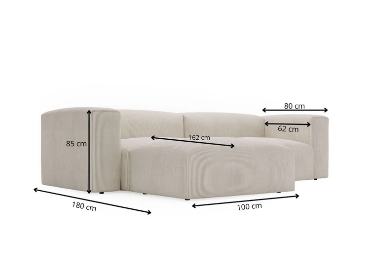Ecksofa L-Form Rechts Moderne Cord Ecksofa Landi Beige