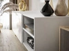 TV-Schrank mit gefrästen Fronten und verchromten Metallbeinen Vionel Weiß glänzend