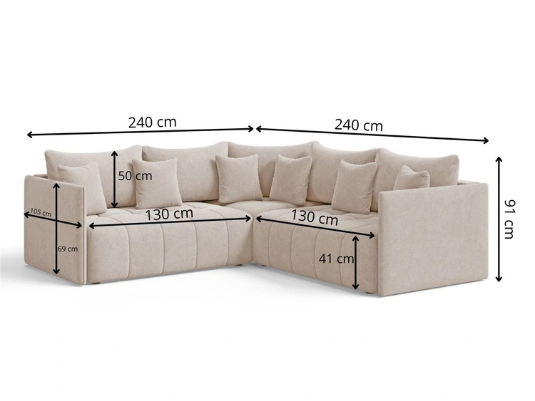 Ecksofa L-Form mit Schlaffunktion und Bettkasten Ardi L Beige