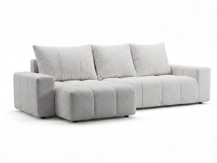 Ecksofa L-Form mit Schlaffunktion und Bettkasten Bresso Grau