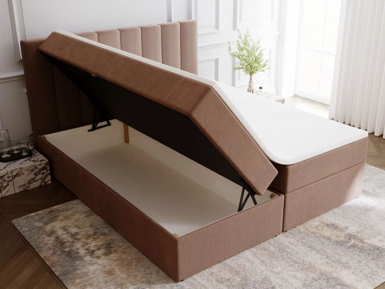 Boxspringbett mit Bettkasten 200x200 Mocca Braun