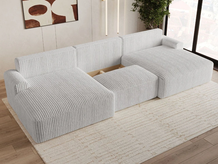 Wohnlandschaft mit Schlaffunktion und Bettkasten Serene Grau