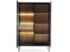 Vitrinenschrank mit Led Deo 166 cm Schwarz, EIche Wotan