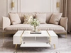 Wohnzimmer-Set mit goldenen Metallbeinen und goldenen Griffen Lunelie Weiß Hochglanz