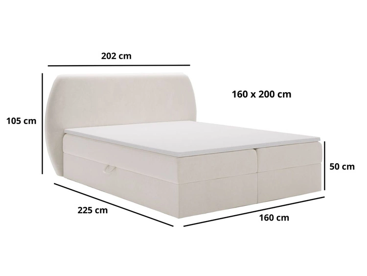 Boxspringbett mit Bettkasten 160x200 Bogota Beige