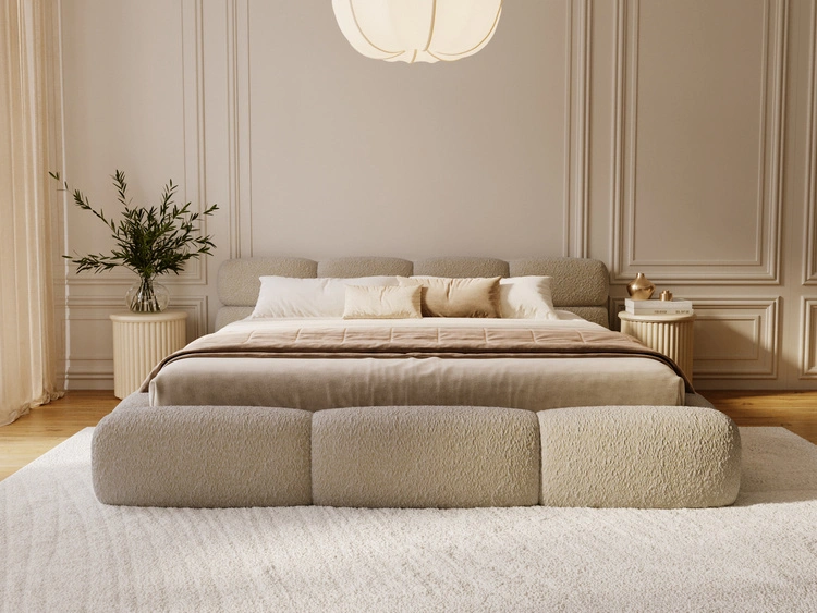 Polsterbett mit Bettkasten und Bettrost 140x200 Sweet Low Dunkelbeige