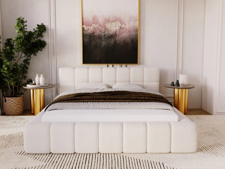 Polsterbett mit Bettkasten und Lattenrost 120x200 Alicante Boucle Beige