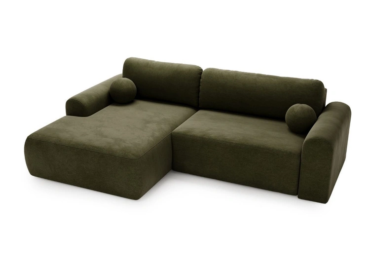 Ecksofa L-Form mit Schlaffunktion und Bettkasten Savana Links Grün