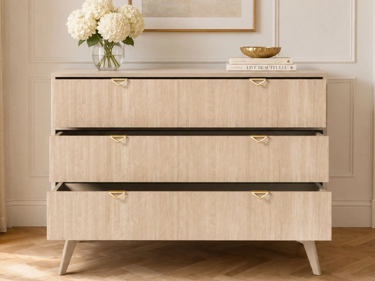 Kommode mit drei Schubladen Modena Beige
