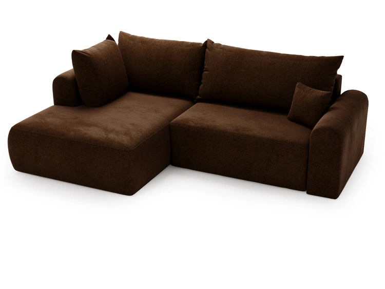 Ecksofa L-Form mit Schlaffunktion und Bettkasten Savana Bis Braun