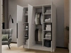 Kleiderschrank mit Spiegel 150 cm Lucca Weiß mit schwarzen Griffen