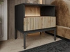 Nachtschrank mit Schublade und Led Deo Schwarz, Eiche Wotan