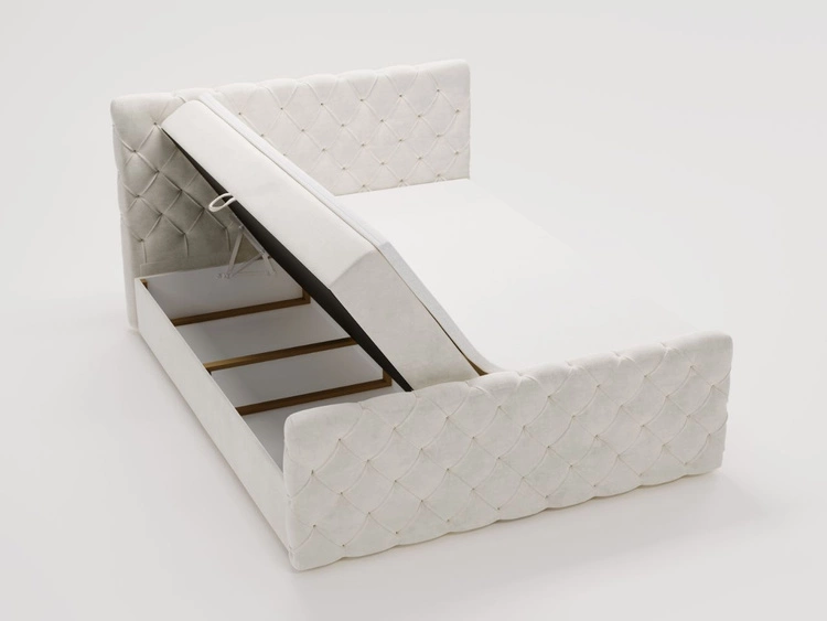 Boxspringbett mit Bettkasten 120x200 Lunaris Creme