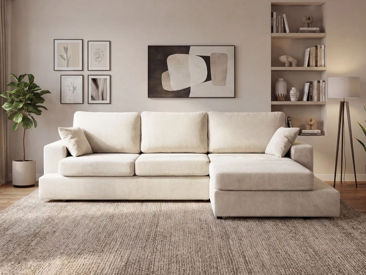 Ecksofa L-Form fürs Wohnzimmer Nesto Rechts Creme