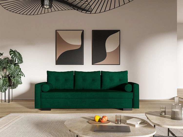 Schlafsofa mit Bettfunktion und Bettkasten Pori Grün