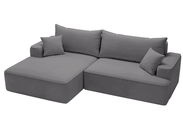 Ecksofa L-Form Links mit Schlaffunktion und Bettkasten California Grau