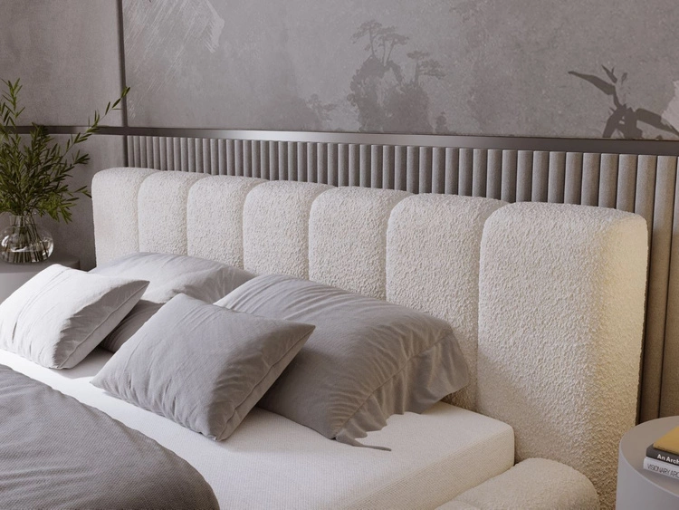 Polsterbett mit Bettkasten und Lattenrost 140x200 Orio Beige