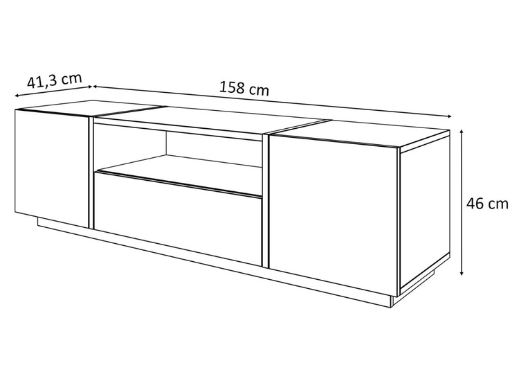 TV-Schrank im Loft-Stil mit Schränken und Schublade Lunelie Flagstaff-Eiche