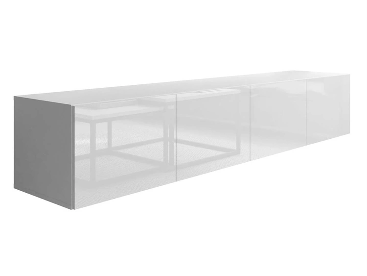 Hängeschrank mit Türen und LED-Beleuchtung 200 cm Nodoo Weiß Hochglanz
