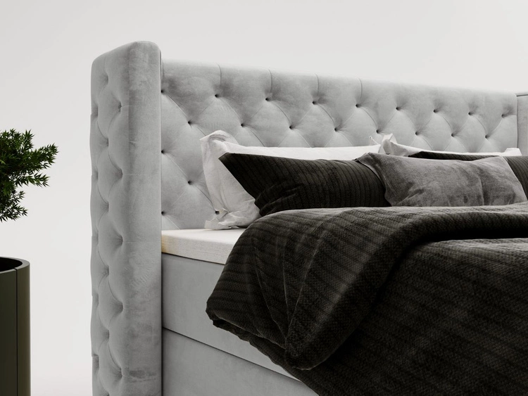 Boxspringbett mit Bettkasten 160x200 Lion Hellgrau