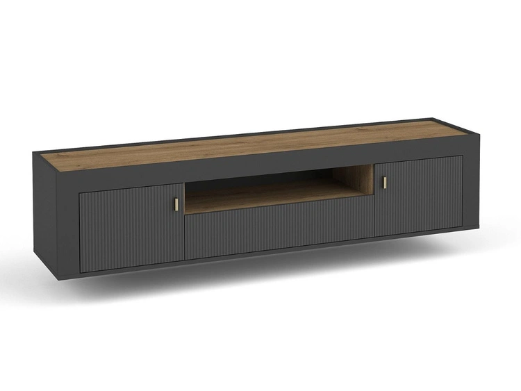 TV-Lowboard mit Schublade und Türen Messina Schwarz
