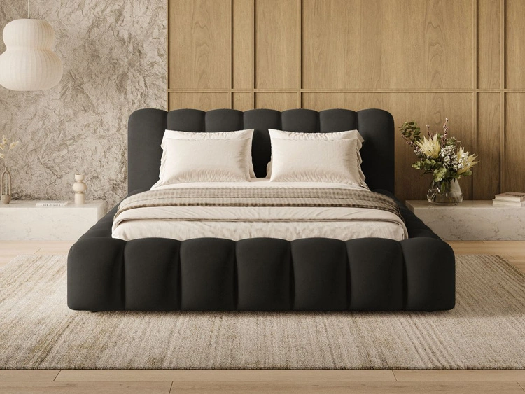 Polsterbett mit Bettkasten und Lattenrost 180x200 Averia Schwarz