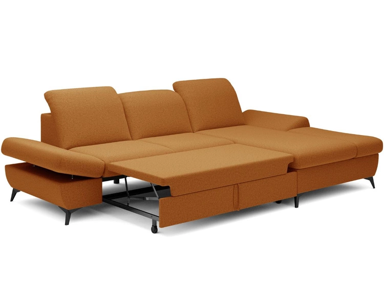 Ecksofa L-Form Rechts mit Schlaffunktion und Bettkasten Hannover Orange