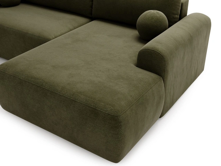 Ecksofa L-Form mit Schlaffunktion und Bettkasten Savana Rechts Grün