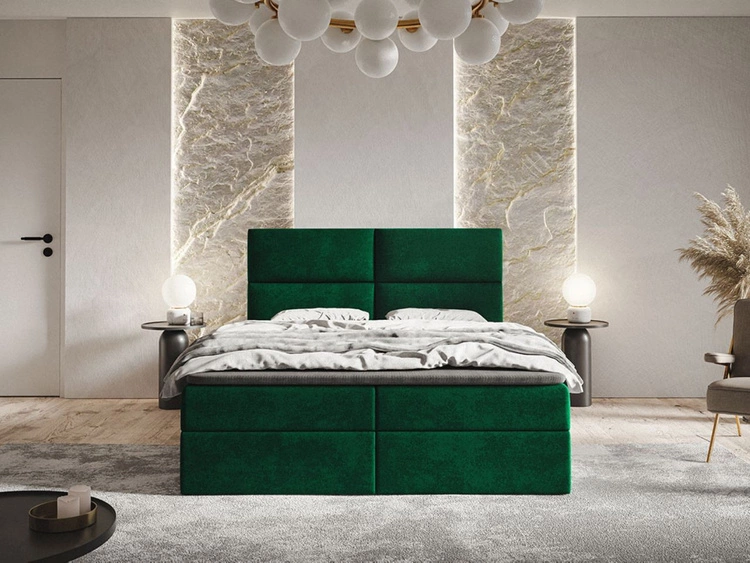 Boxspringbett mit Bettkasten 140x200 Hera Grün