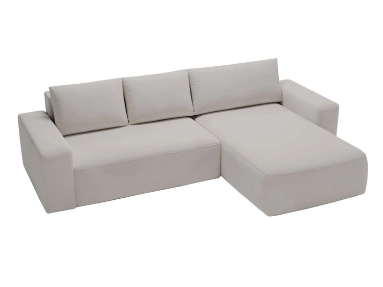 Ecksofa L-Form Rechts mit Schlaffunktion und Bettkasten Tazones Hellgrau