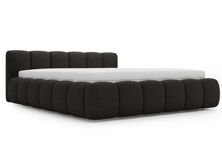Polsterbett ohne Bettkasten mit Lattenrost 160x200 Cloud Low aus Bouclé-Stoff Schwarz