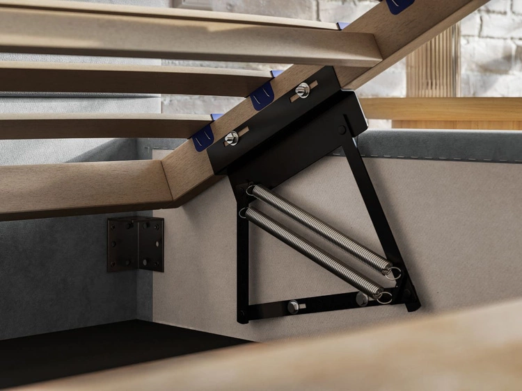Polsterbett mit Bettkasten und Lattenrost 140x200 Tesis Dunkelgrau