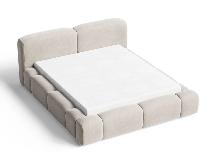 Polsterbett mit Bettkasten und Lattenrost 160x200 Aubi Beige