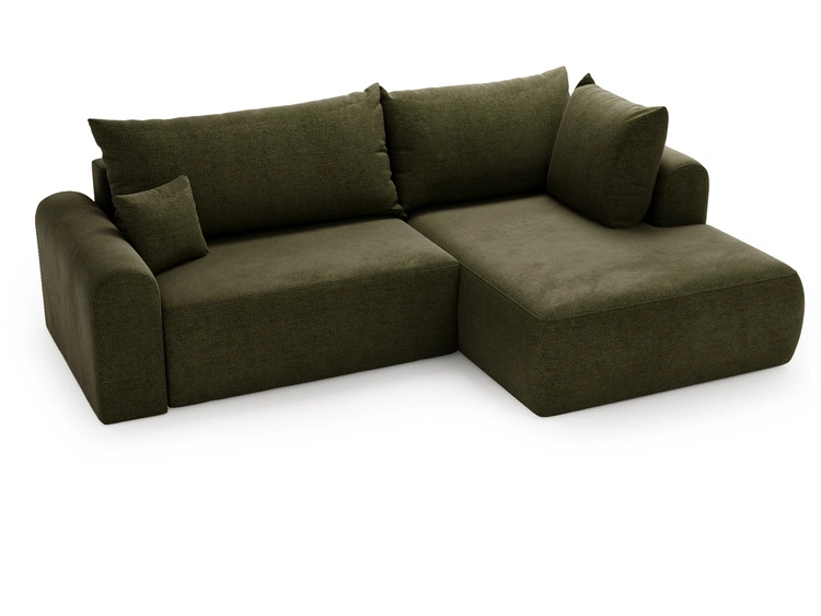 Ecksofa L-Form mit Schlaffunktion und Bettkasten Savana Bis Grün
