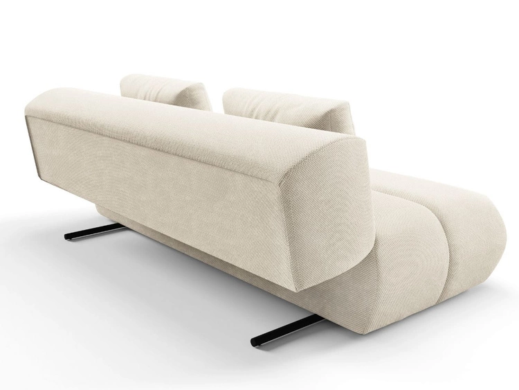Schlafsofa mit verstellbarer Rückenlehne, Schlaffunktion und Bettkasten Figo Creme