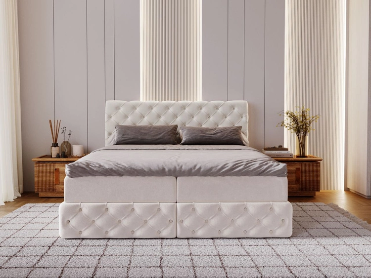 Boxspringbett mit Bettkasten 160x200 Canolo Creme