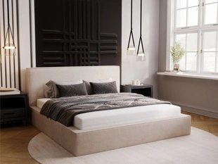 Polsterbett mit Bettkasten und Lattenrost 140x200 Monaco Beige