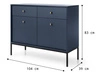 Kommode mit Türen sowie Schubladen mit Schwarz Metallbeinen 104 cm Amor Marineblau