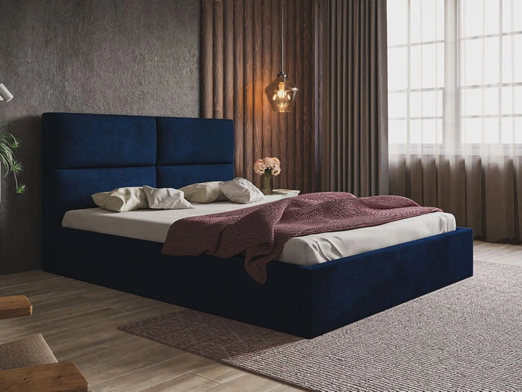 Polsterbett mit Bettkasten und Lattenrost 140x200 Marad Dunkelblau