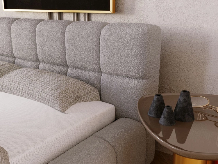 Polsterbett mit Bettkasten und Lattenrost 140x200 Alicante Boucle Grau