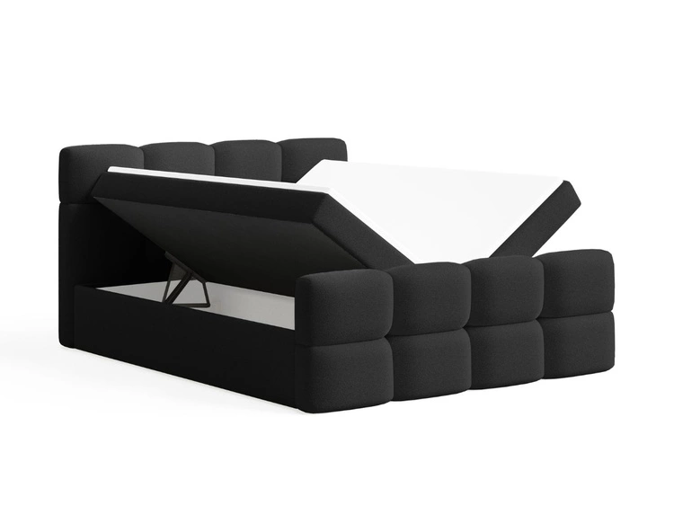 Boxspringbett mit Bettkasten 180x200 Rivon Schwarz